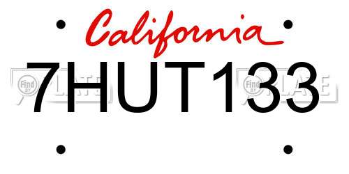 7HUT133 California License Plate
