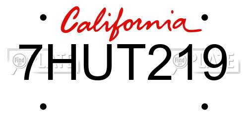7HUT219 California License Plate