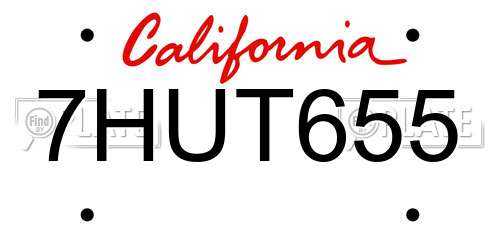 7HUT655 California License Plate