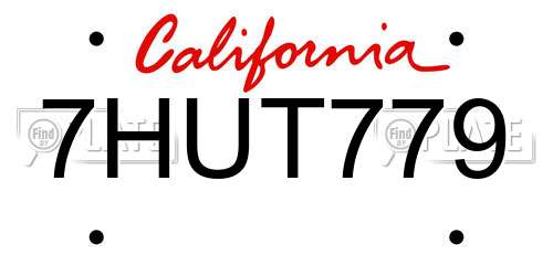 7HUT779 California License Plate