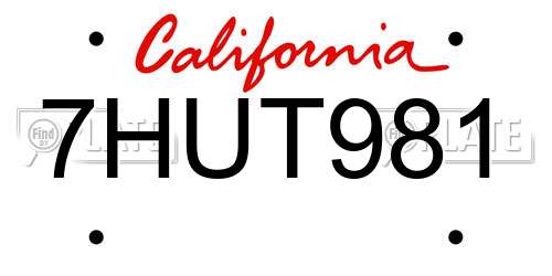 7HUT981 California License Plate