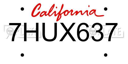 7HUX637 California License Plate
