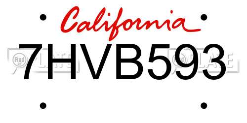 7HVB593 California License Plate