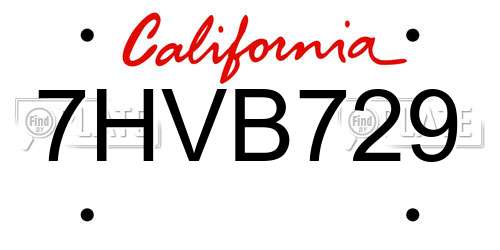 7HVB729 California License Plate