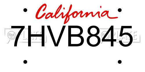 7HVB845 California License Plate