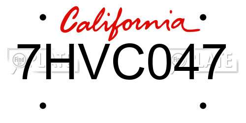 7HVC047 California License Plate