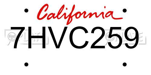 7HVC259 California License Plate