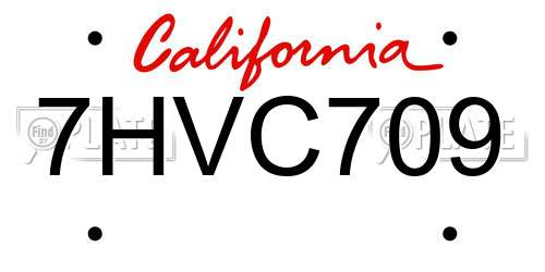 7HVC709 California License Plate