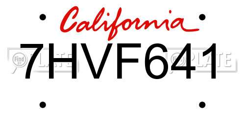 7HVF641 California License Plate