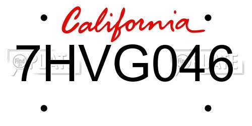 7HVG046 California License Plate