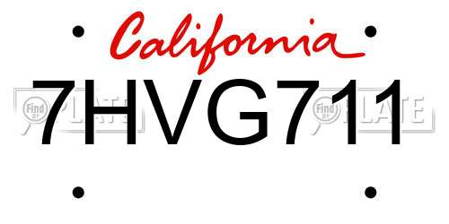 7HVG711 California License Plate
