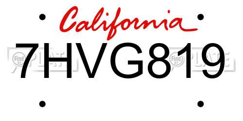 7HVG819 California License Plate