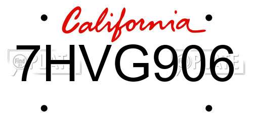 7HVG906 California License Plate