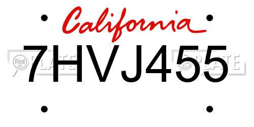 7HVJ455 California License Plate