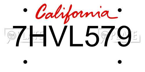 7HVL579 California License Plate