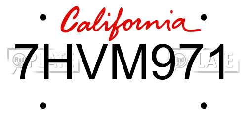 7HVM971 California License Plate