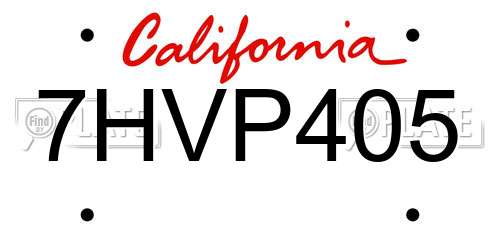 7HVP405 California License Plate