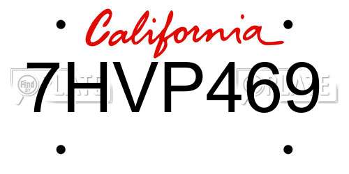7HVP469 California License Plate