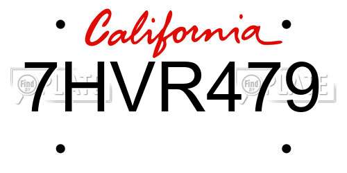 7HVR479 California License Plate