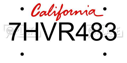 7HVR483 California License Plate