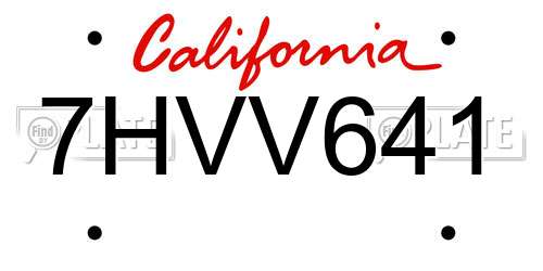 7HVV641 California License Plate