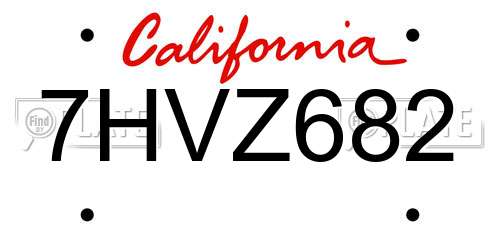 7HVZ682 California License Plate