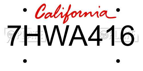 7HWA416 California License Plate