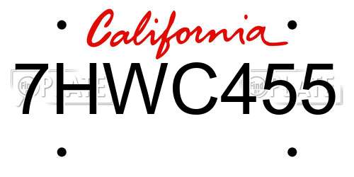 7HWC455 California License Plate
