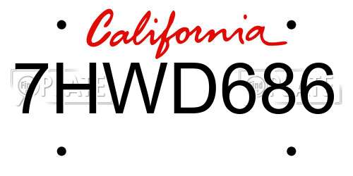 7HWD686 California License Plate
