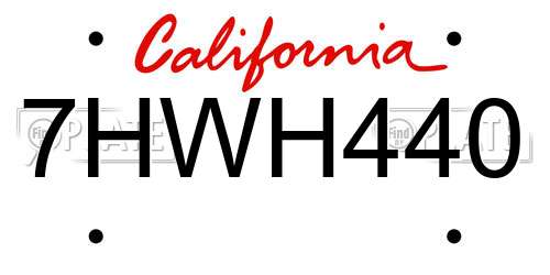 7HWH440 California License Plate