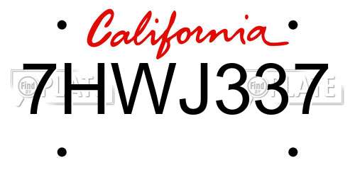 7HWJ337 California License Plate