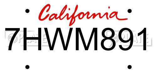 7HWM891 California License Plate
