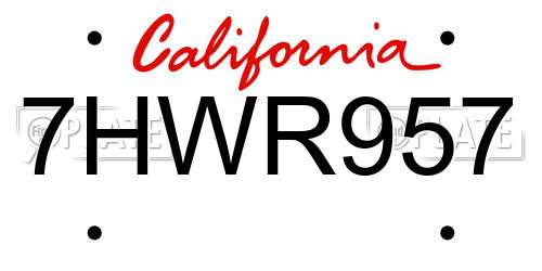 7HWR957 California License Plate