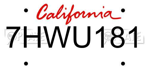 7HWU181 California License Plate