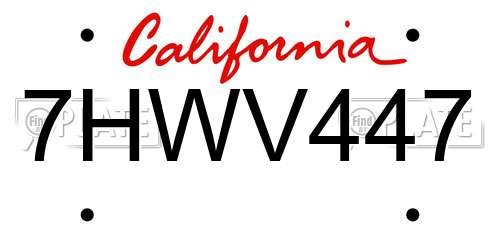 7HWV447 California License Plate