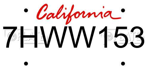 7HWW153 California License Plate