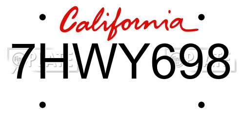 7HWY698 California License Plate
