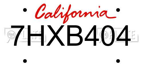 7HXB404 California License Plate