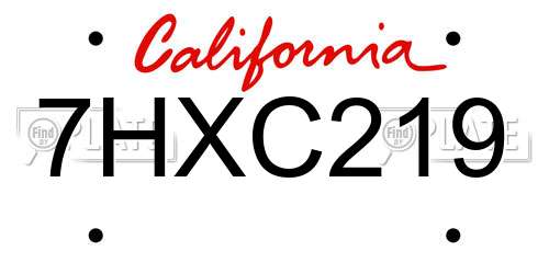 7HXC219 California License Plate