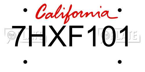 7HXF101 California License Plate