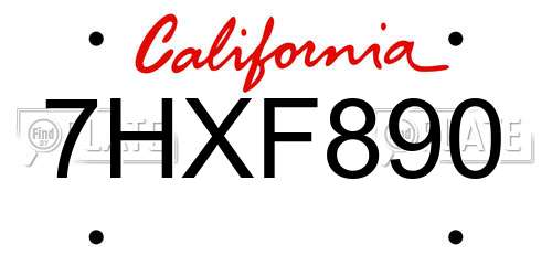 7HXF890 California License Plate