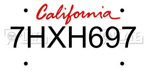 7HXH697 California License Plate