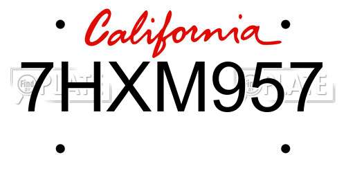 7HXM957 California License Plate
