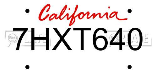 7HXT640 California License Plate