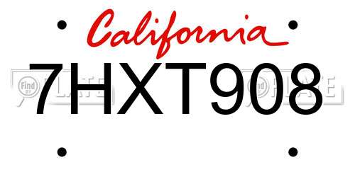 7HXT908 California License Plate