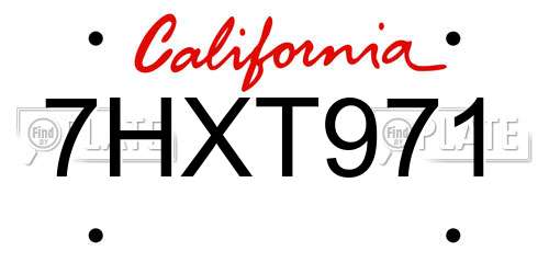 7HXT971 California License Plate