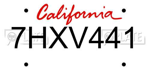 7HXV441 California License Plate