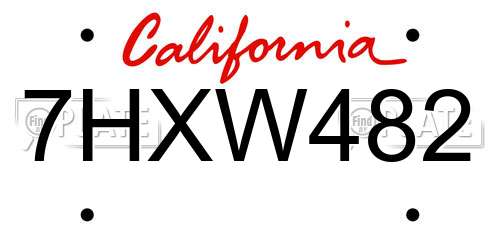 7HXW482 California License Plate