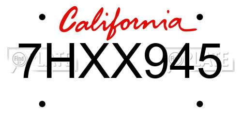 7HXX945 California License Plate