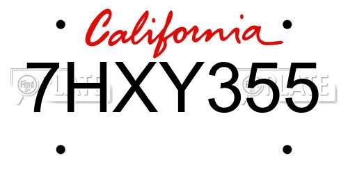 7HXY355 California License Plate